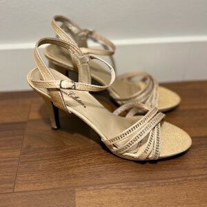 Gold Strappy Heeled Sandals - Women